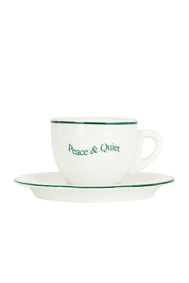 Shop Museum Of Peace And Quiet Wordmark Espresso Set In White & Forest