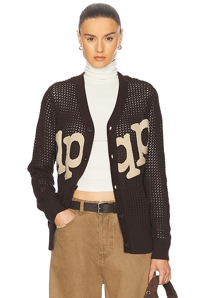 Museum of Peace and Quiet Etched Crochet Cardigan in Brown