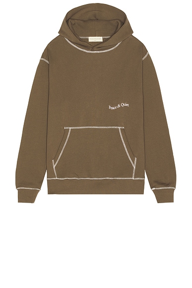 Museum of Peace and Quiet Wordmark Reverse Stitched Hoodie in Brown