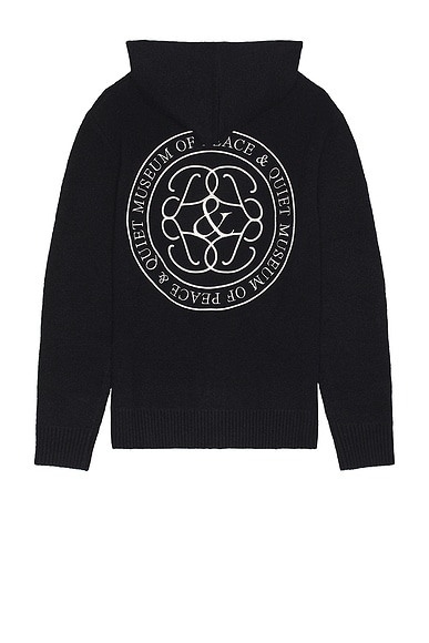 Museum of Peace and Quiet Symbol Mohair Zip-Up Hoodie in Navy