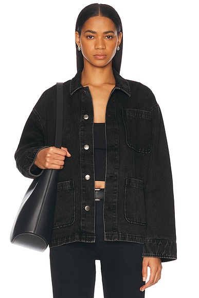 Museum of Peace and Quiet Wordmark Chore Coat in Black Wash
