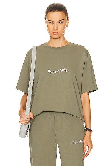 Museum of Peace and Quiet Wordmark T-shirt in Olive