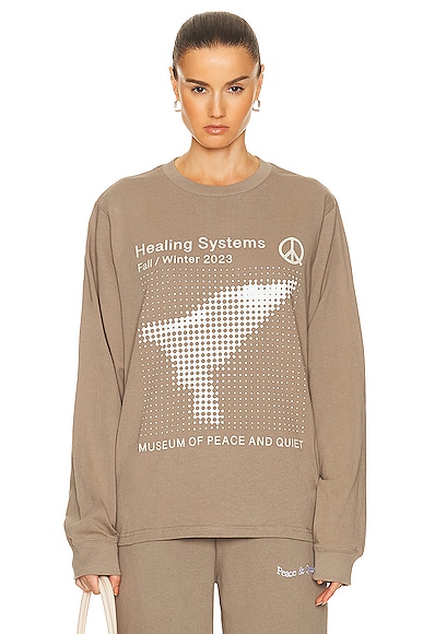 Museum of Peace and Quiet Healing Systems Long Sleeve T-shirt in Clay