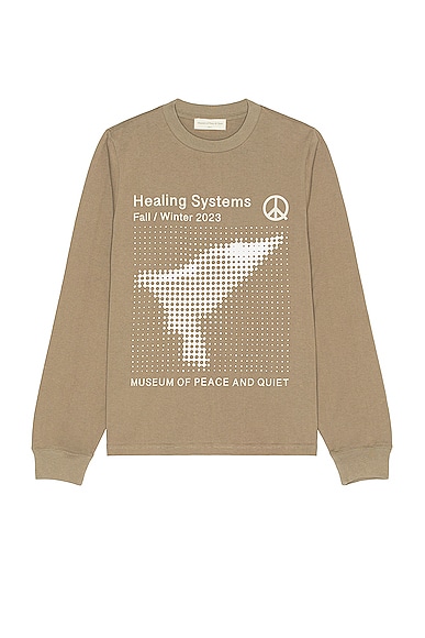 Museum Of Peace And Quiet Healing Systems Long Sleeve T-shirt In Clay