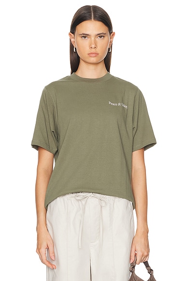 Museum of Peace and Quiet Wordmark T-Shirt in Olive