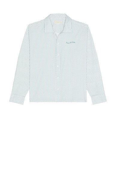 Museum of Peace and Quiet Wordmark Button Up Shirt in Baby Blue