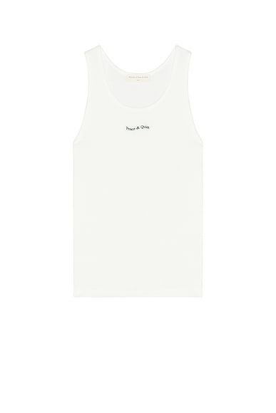 Museum of Peace and Quiet Wordmark Ribbed Tank Top in White