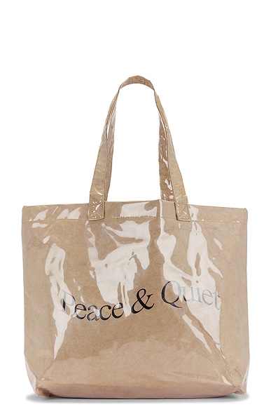 Museum of Peace and Quiet Wordmark Pvc Kraft Tote Bag in Natural