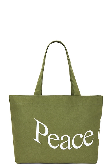 Museum of Peace and Quiet Wordmark Tote Bag in Olive | FWRD