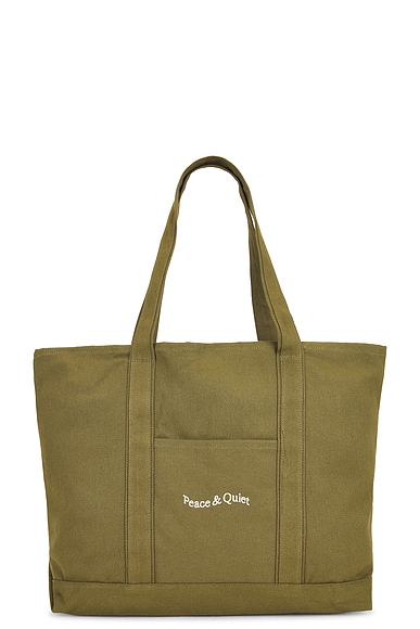 Museum of Peace and Quiet Wordmark Boat Tote in Brown