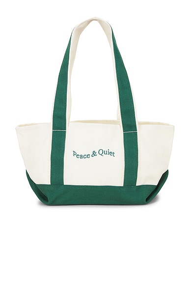 Museum of Peace and Quiet Mini Wordmark Small Boat Tote in Forest