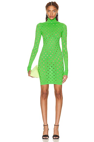 Perforated Turtleneck Dress