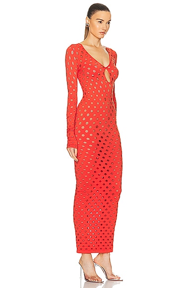 Shop Maisie Wilen Perforated Gown In Tomato