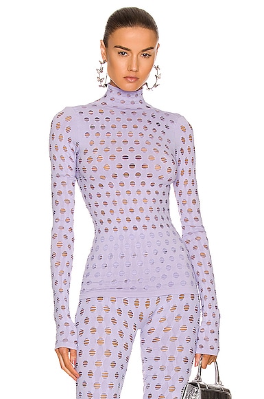 Perforated Turtleneck Top