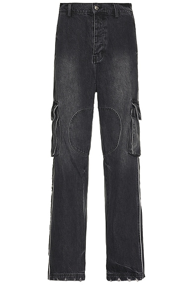 Denim Track Logo Cargo Jeans
