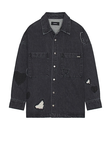 Heart Patchwork Long Sleeve Shirt