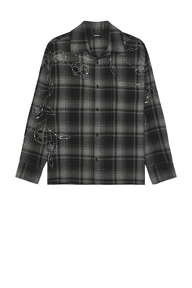 Plaid Beaded Oversized Shirt