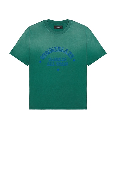 Nahmias Summerland All Stars Boxy T-Shirt in Worn Green