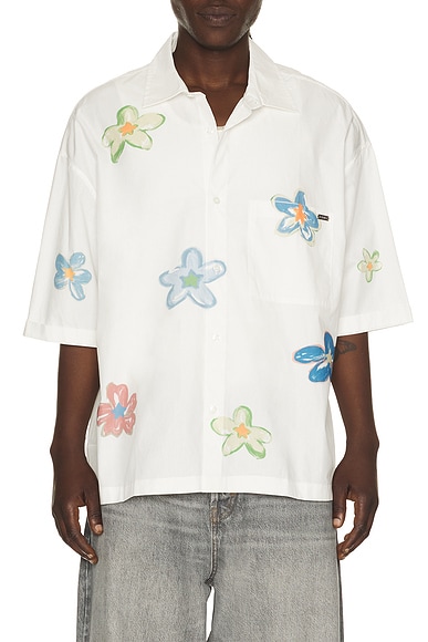 Nahmias Super Bloom Cropped Short Sleeve Shirt in White