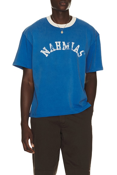Nahmias Arch Ringer T-Shirt in Vintage Cobalt Blue