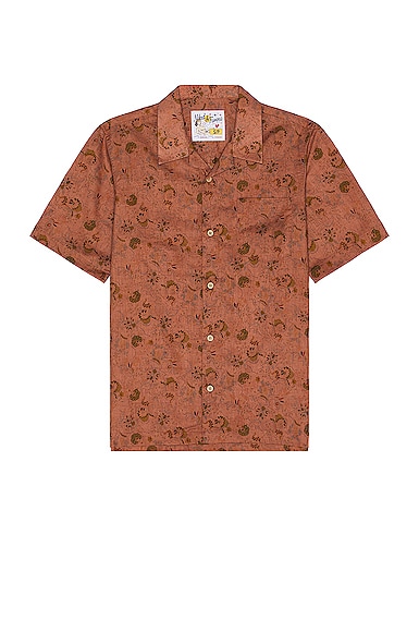Naked And Famous Flora Sketches Aloha Shirt In Red