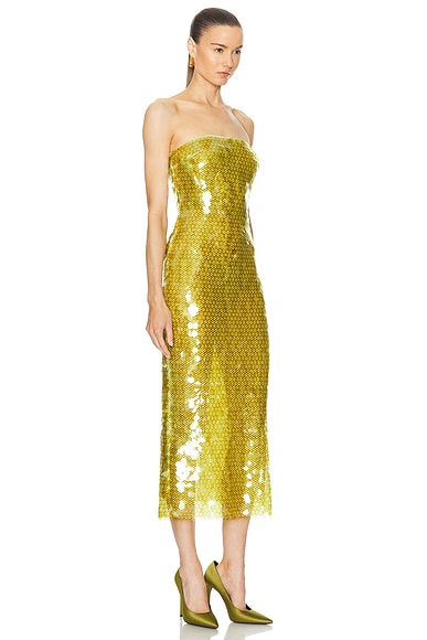 The New Arrivals By Ilkyaz Ozel Phoenix Strapless Dress In Peridotite