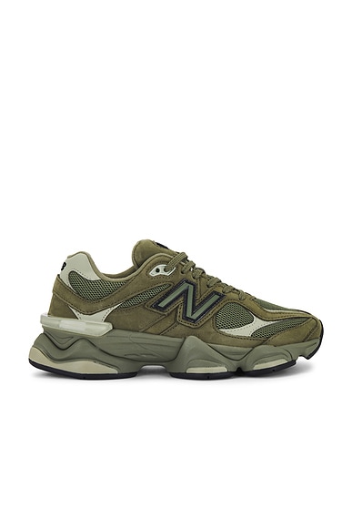New Balance 9060 Sneakers in Dark Olivine, Olivine, & Black