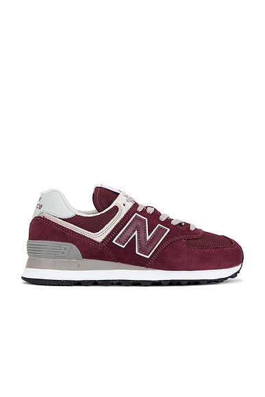 New Balance 574 Sneaker in Burgundy & White