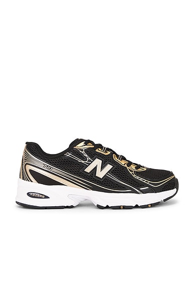 New Balance 740 Sneaker in Black & Gold Metallic