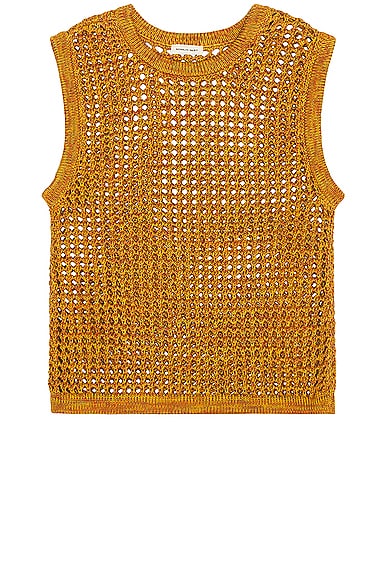 Shop Nicholas Daley Crochet Vest In Orange Mustard
