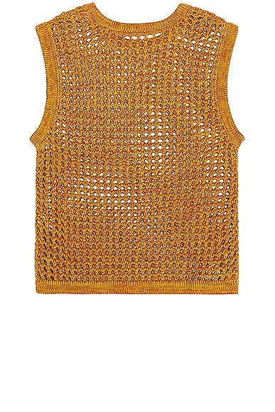 Shop Nicholas Daley Crochet Vest In Orange Mustard