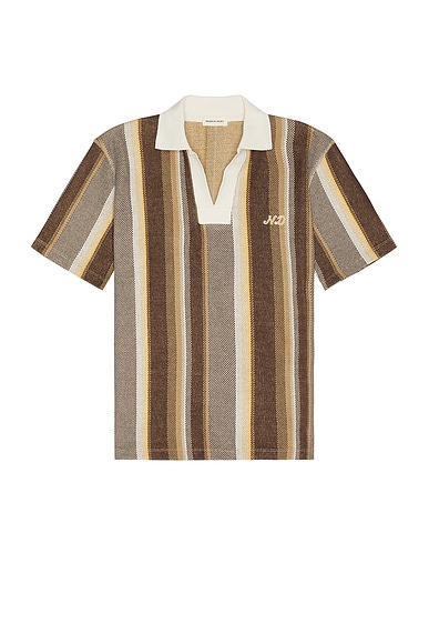 Striped Polo in Brown