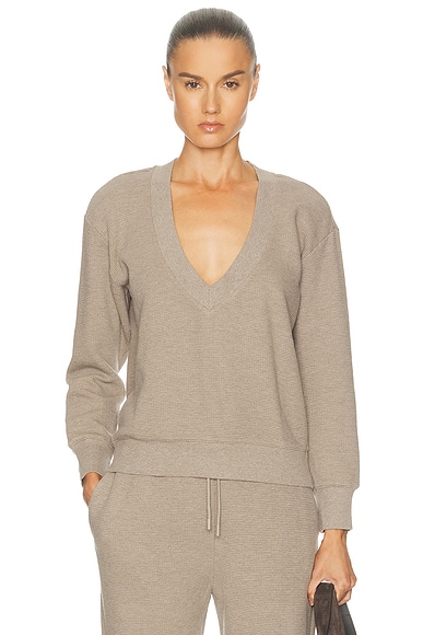 Negative Underwear Waffle Knit Deep V in Mink