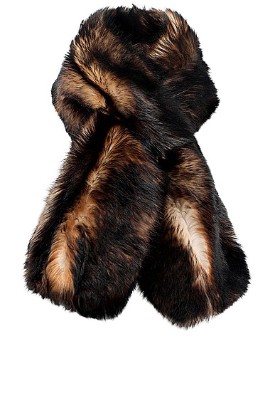NOUR HAMMOUR Montaigne Shearling Scarf in Wild Brown