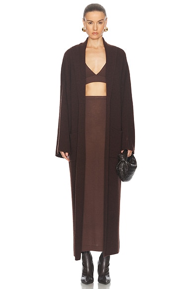 BALMAIN Long Wool Cardigan in Black FWRD