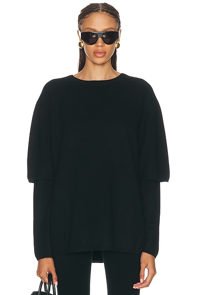NOUR HAMMOUR Cobain Layered Knit Sweater in Black