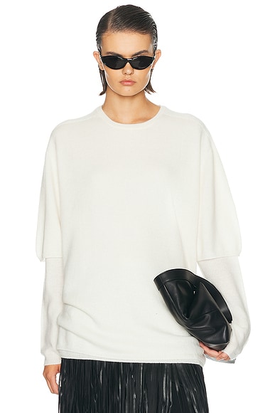 NOUR HAMMOUR Cobain Layered Knit Sweater in Ivory