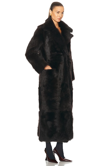 Nour Hammour For Fwrd Evita Extra Long Coat In Chocolat Fondant