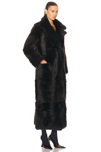 Shop Nour Hammour For Fwrd Evita Extra Long Coat In Chocolat Fondant