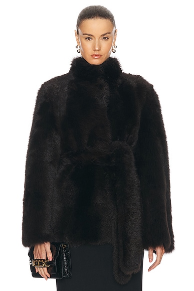 NOUR HAMMOUR Elsa Coat in Chocolat Fondant