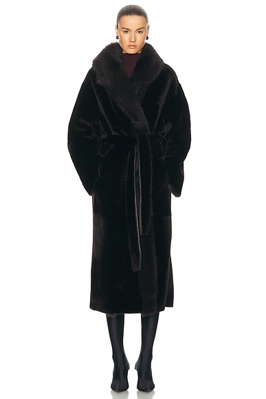 NOUR HAMMOUR Isadora Coat in Chocolat Fondant
