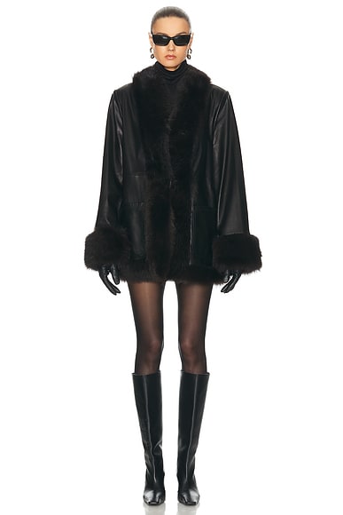 NOUR HAMMOUR Phoebe Jacket in Black & Espresso