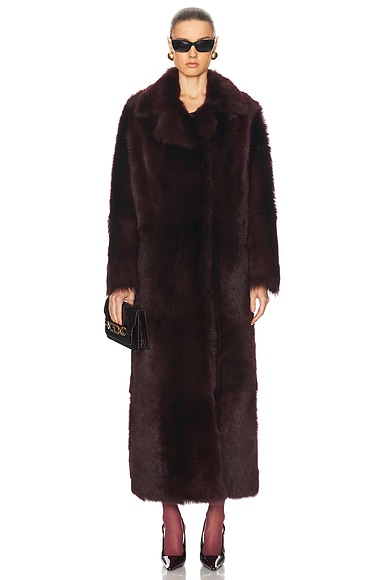 Alexis Faux Fur Shura Jacket in Burgundy FWRD