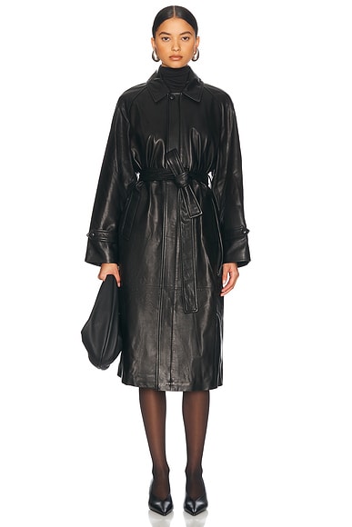 NOUR HAMMOUR Isolde Trench Coat in Black