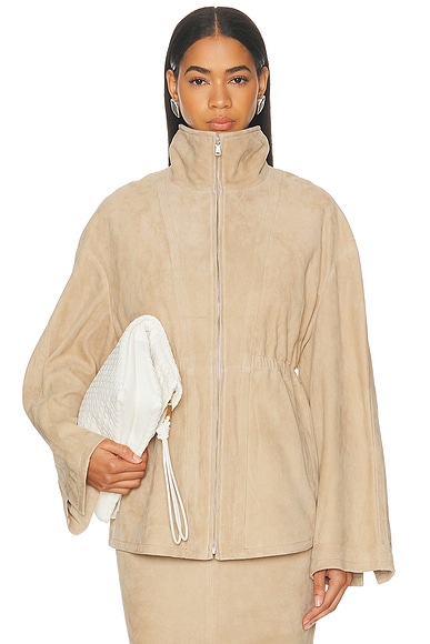 NOUR HAMMOUR Passage Suede Jacket in Creme