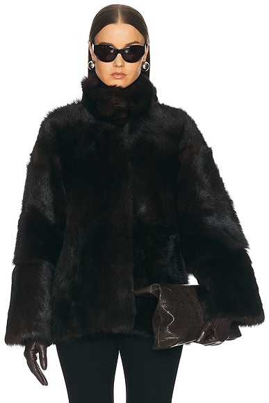 NOUR HAMMOUR Carolyn Jacket in Brown Sable