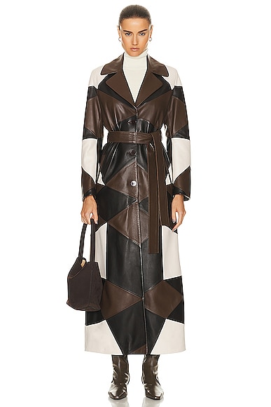 Sonja Extra Long Belted Patchwork Trench Coat