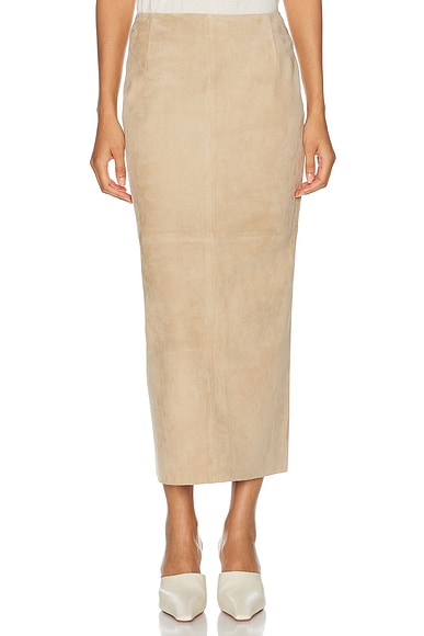 NOUR HAMMOUR Selly Suede Skirt in Creme Suede