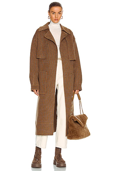Nanushka Ara Jacket in Rust Grey Plaid 