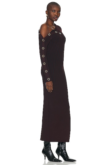 Shop Nicholas Adina Long Sleeve Midi Dress With Snaps In Garnet